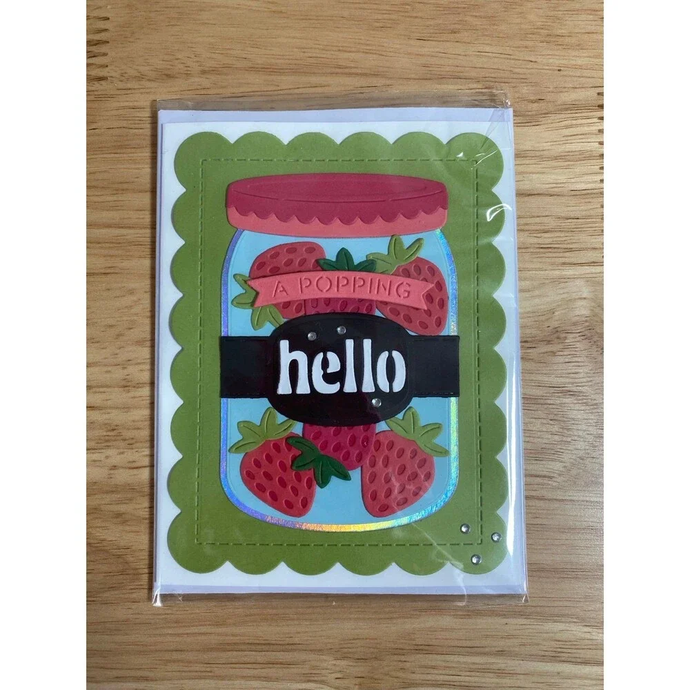 Strawberry Card – Handmade Fruit Greeting Card – Cute Berry Card – A2